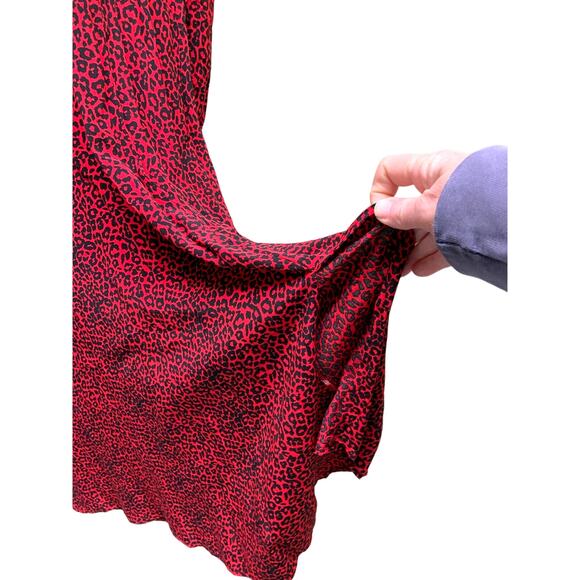 Loft Bright Red Animal Print Slit Midi Dress Size 4 - Picture 4 of 7